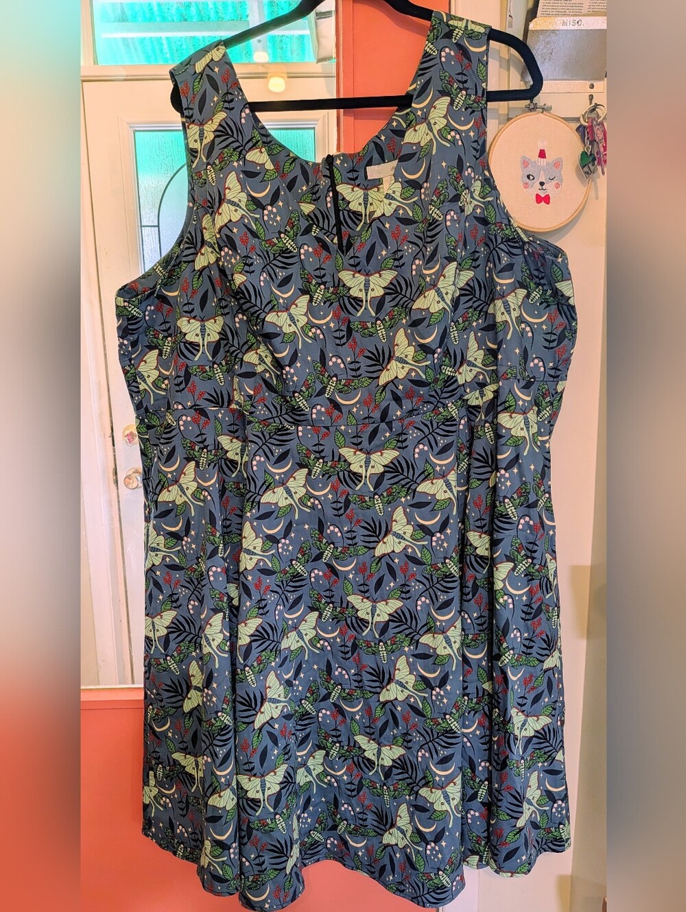 Sleeveless Pin'up Dress Moth Print 4XL Cotton LIKE NEW